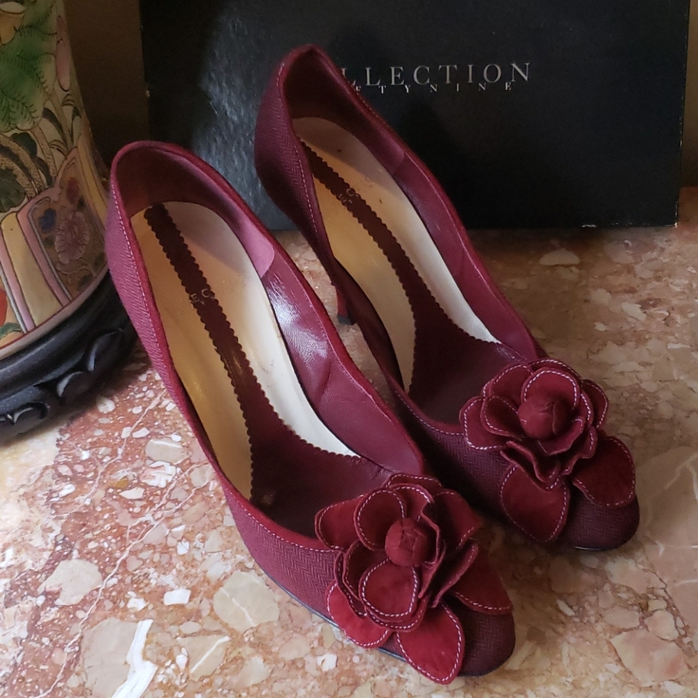 Burgundy Fabric and suede Italian shoes